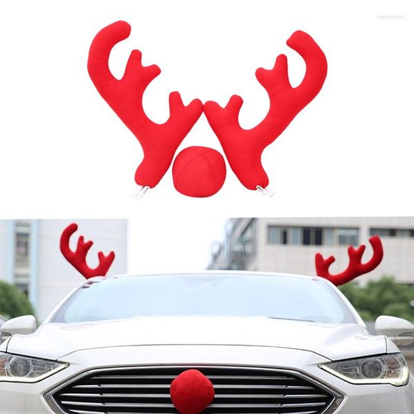 Decorazioni per interni Auto Universal Christmas Antler Copertura in stoffa Regalo Set di decorazioni per naso di renna
