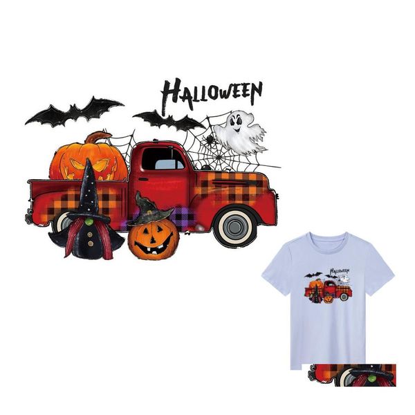 Nähen Vorstellungen Werkzeuge Halloween Iron Ones Kürbis Fledermaus Geist Wärmeübertragung Aufkleber Aufkleber Gnome Applikationen DIY T Shirt Jacke Jeans Dhkn5