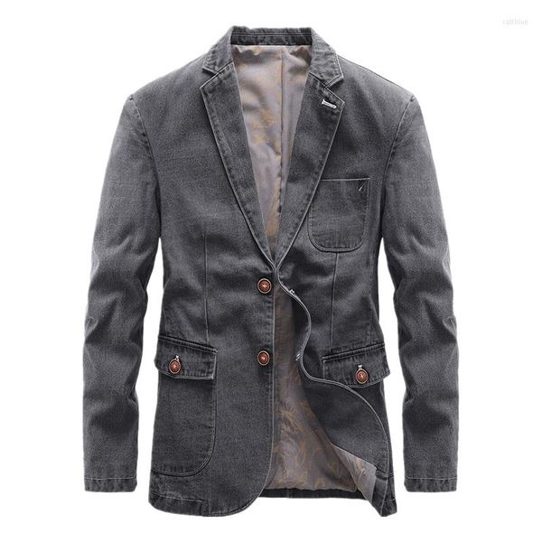 Erkekler Spring Erkekler İnce Fit Blazer Ceket Leisure Erkek Marka Denim Takım Dış Giyim Jean Rain Coats