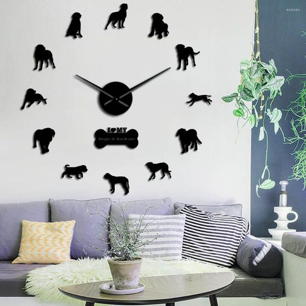 Relógios de parede Francês DOGUE DE BORDEAUX Cartoon Diy Relógio Decoração de casa Cool Breed Kids Room Berçário Silencioso Presentes Vintage
