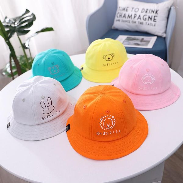 Berets Koreanische Version Baby Hut Cartoon Animal Boy Fisherman Cap Outdoor Girl Beach Eimer Hut Cotton Kids Caps 6-12 Monate Bonichte