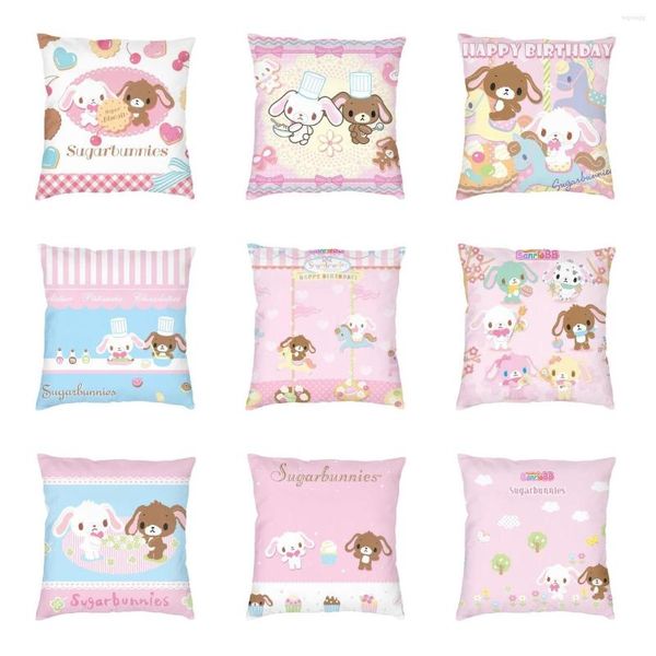 Pillow Cartoon Sugarbunnies Cobrir 40x40 Caixa de arco de anime japonês para sofá -pilhas de travesseiros decorativos decorativos