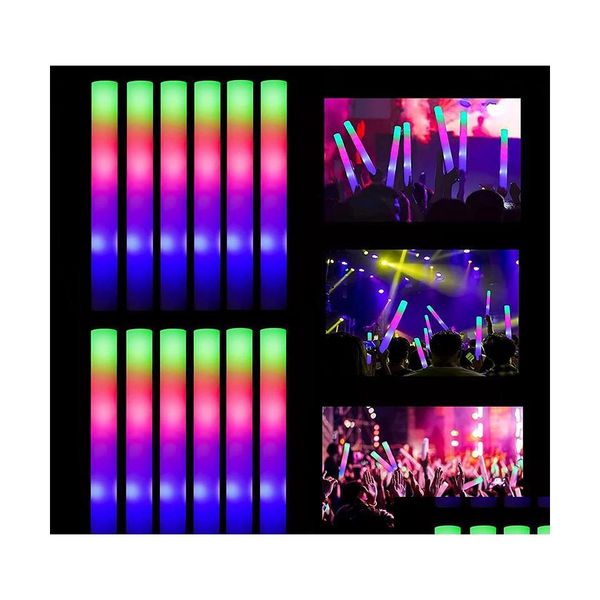 Decorazione per feste 12/15/30/60 pezzi Cheer Tube Stick Glow Sticks Luce scura per Bk Colorf Wedding Foam Rgb Led Glowparty Drop Delivery H Dhfez