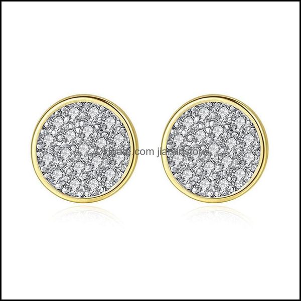 Presente de brincos de zircão minúsculos Sier Gold Colors Mini Disc Round CZ para mulheres minimalistas Jóias de partido Jóias Droga OTHPV