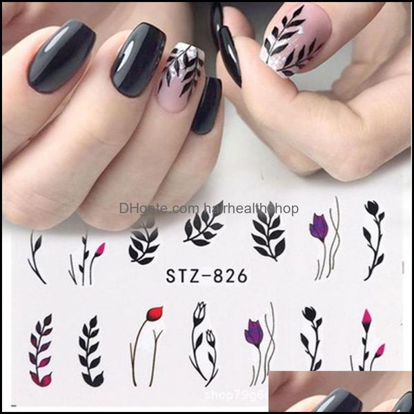 Kits de arte unhas fáceis de usar várias moda simples flor e folhas adesivas de decoração de água entrega de gotas de gotas de saúde ser dhlt9