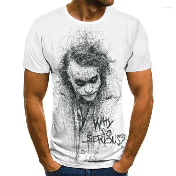 Herren-T-Shirts, kurzärmelig, 3D-Blatt-Shirt, 2022, Sommer, lässig, übergroß, Straße, weißer Clown-Druck, lustig, 110–6XL