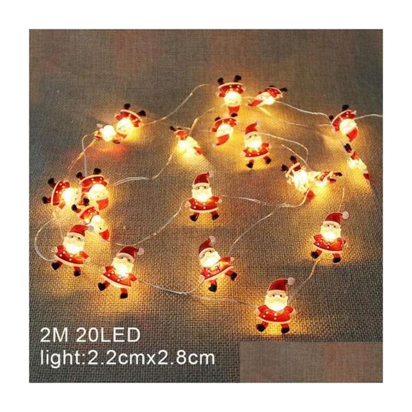 Decorações de Natal 2m Papai Noel Tree LED String Lights Garland Snowflakes Deccoração para Fairy Luz de Fairia Novo Ano Novo XMA DHKX1