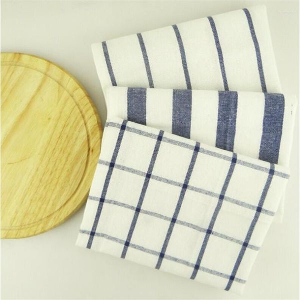 Guardanapo de Mesa 23 Reutilizável Têxtil Série Azul Mediterrâneo Vento Xadrez E Listras Design Xadrez Toalha De Cozinha Chá