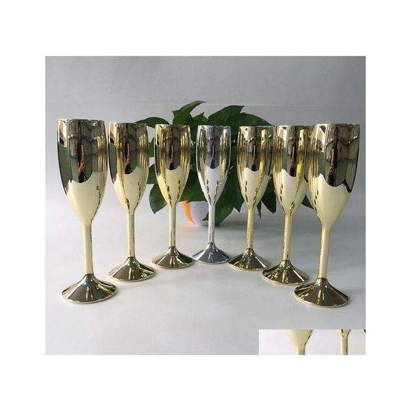 Şarap Gözlükleri Altın Plastik Akrilik Goblet Moet Chandon Champagne 170ml Akrilik Kupalar Kutlama Partisi Düğün İçecek Cam Kupası Dh4it