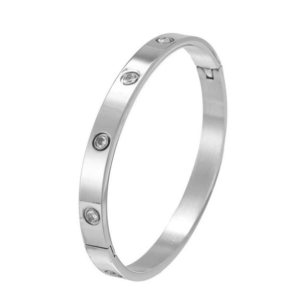 Amantes Bracelete Jóias de moda sem prego parafuso Bangles de parafuso Silver Cuff personalizado amizade de aço inoxidável nunca desbotamento feminino 244s