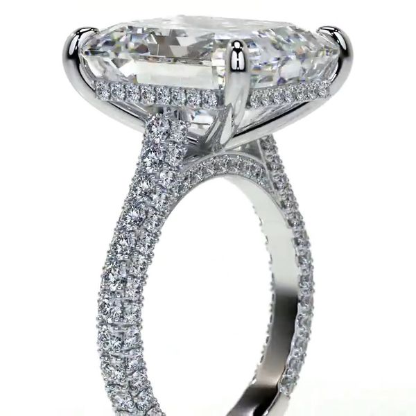 Fedi nuziali in argento sterling 925 con fidanzamento di design con diamanti taglio smeraldo alla moda per gioielli da regalo all'ingrosso con dito blu da donna