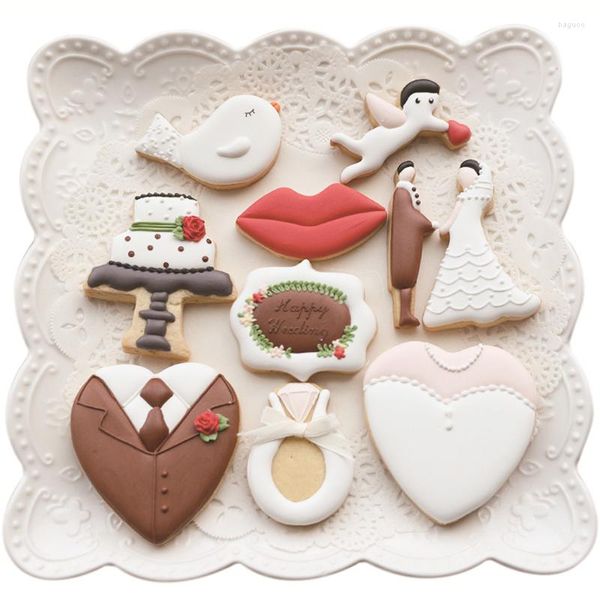 Stampi da forno Stampo per biscotti per feste di nozze Stampo per biscotti in acciaio inossidabile Love Angel Biscotto fai da te San Valentino Attrezzo per decorare torte fondente