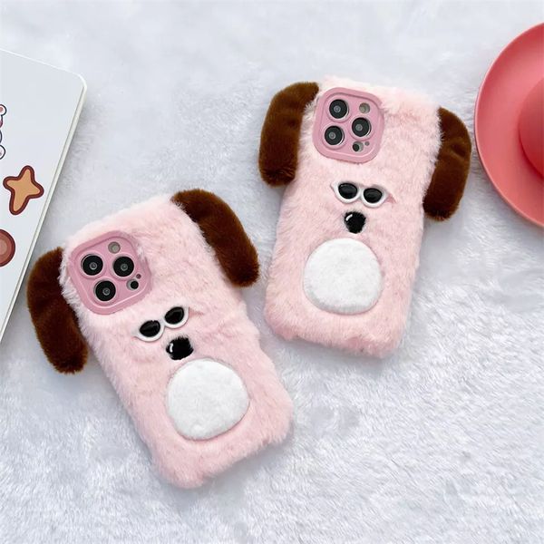 Custodie in peluche per cani con occhiali da sole a forma di cartone animato per iPhone 14 13 Pro Max