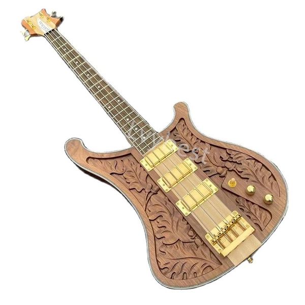 Lvybest E-Gitarre. Dies ist ein großartiger Bass, der aus wertvollem Walnussholz geschnitzt, exquisit verarbeitet und wunderschön ist