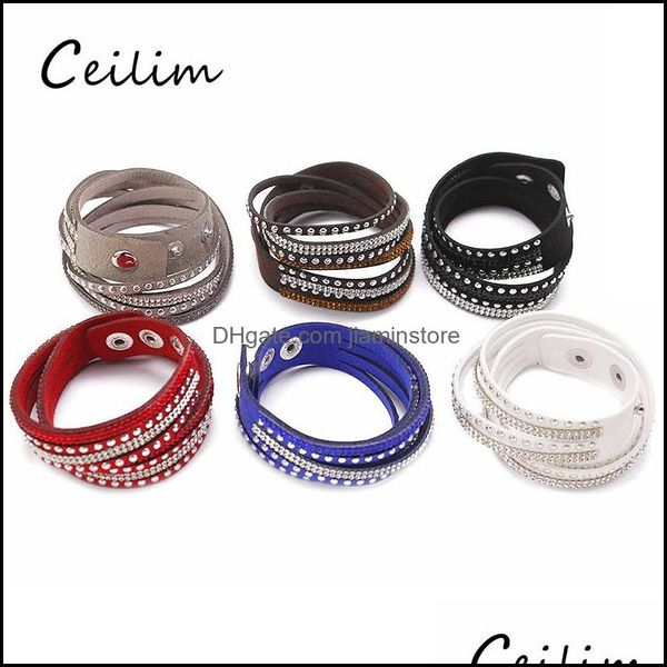 Цепь 9 цветов Женщины Fl Fl Athestone Cool Leather Wratber Bricing Mount Punk Bracelet Barslet