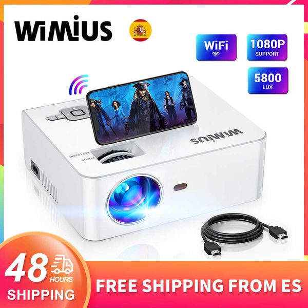 Projetores Wimius 1080p Wi -Fi Projector aprimorado ao ar livre de vídeo sem fio, projetor de projector zoom projector s2 para home theater t2221216