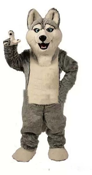 Halloween Grey Dog Husky Dog Mascot Costume Halloween Christmas Fancy Party Personaggio dei cartoni animati Outfit Suit Adult Women Men Dress Carnival Unisex Adults