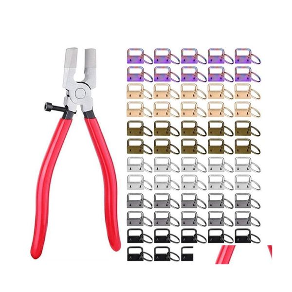 Hooks Rails 60 PCs 2,5cm Chave FOB Keychain Hardware com Ferramenta de alicates Conjunto para pin￧a de pulseira Fazendo entrega de queda dhkjl