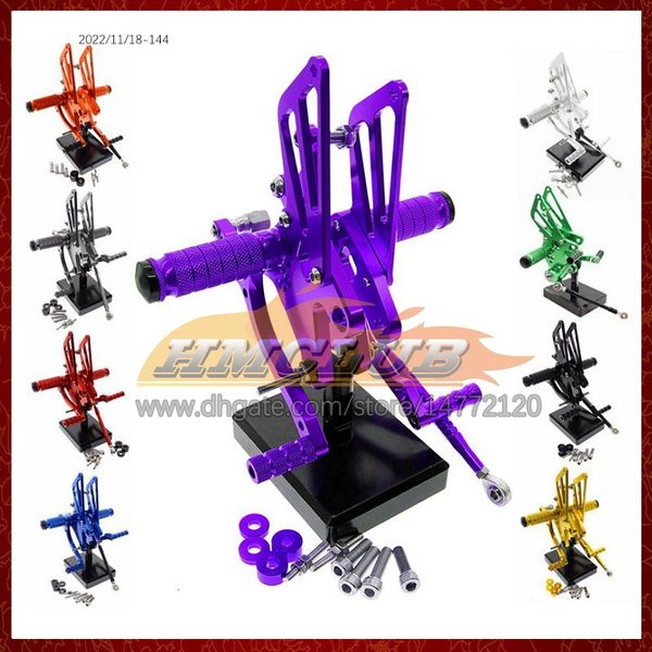 Motocicleta ajustável CNC Rest Pegetpeg Conjunto traseiro Pedal para Suzuki Hayabusa GSXR 1300 1300CC GSXR1300 2002 2003 2004 05 06 07 CNC PEGO PEGS CORRESTE DE FOI