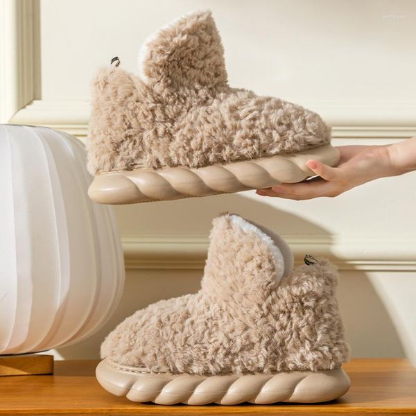 Slippers Furry Women For Home High Top Winter Warm Boot House Shoes Short Plush Thick Sole Soft Indoor Slipper Men 2023