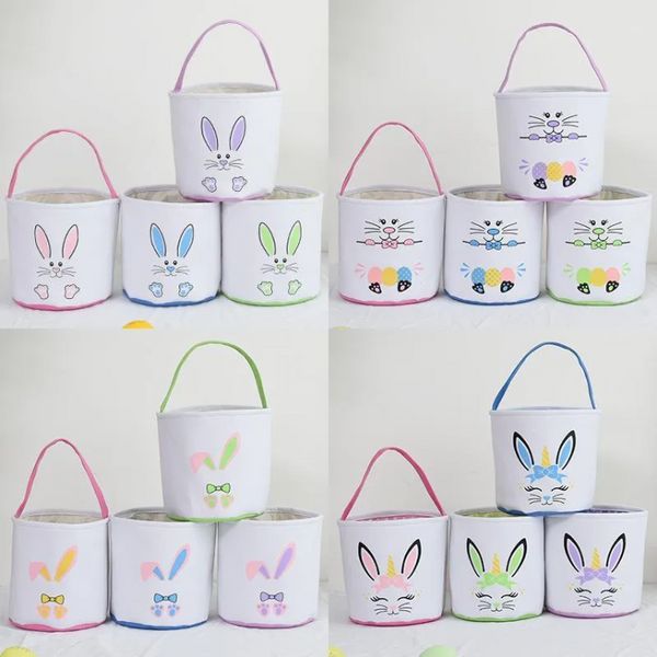 Cesta de cesta de armazenamento de ovos de Páscoa Bucket Bucket Favors Creative Páscoa Bolsa de Presente de Páscoa com Rabbit Tail Decoration Multi Styles SS1216