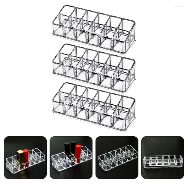 Caixas de armazenamento 3pcs Multifuncional Lipstick Organizer Lip Gloss Racks titular de maquiagem