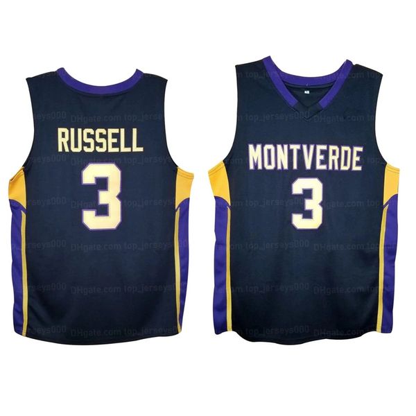 Maglia da basket personalizzata D'Angelo Russell Montverde Academy High School Jersys blu cucita qualsiasi nome numero taglia S-4XL