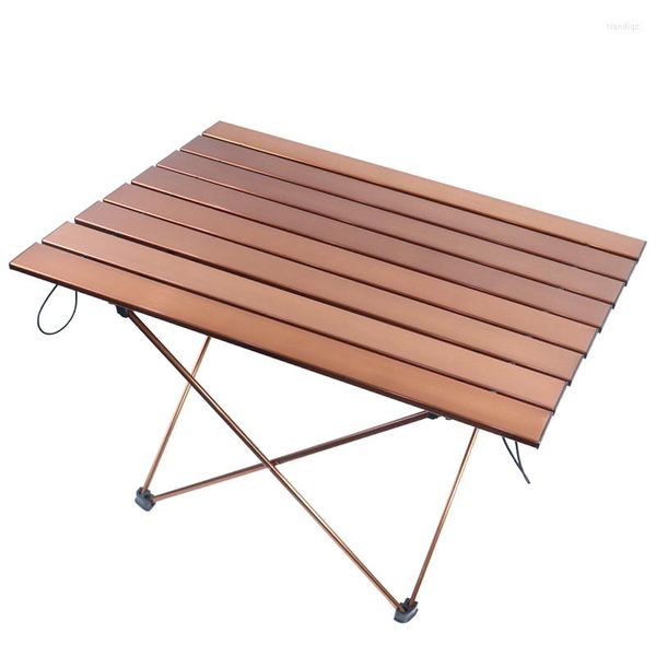 Camp Furniture Tragbarer Campingtisch, mittelgroß, ultraleicht, klappbare Tischplatte aus Aluminiumlegierung, mit Tragetasche für Picknick im Freien, braune Farbe