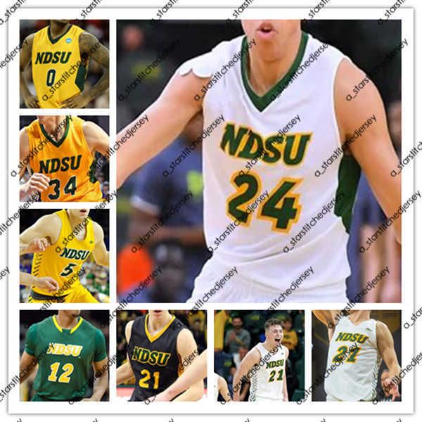 Il basket universitario indossa la maglia da basket personalizzata Ncaa North Dakota State Bison Ndsu Rocky Kreuser Sam Griesel Grant Nelson Tyree Eady