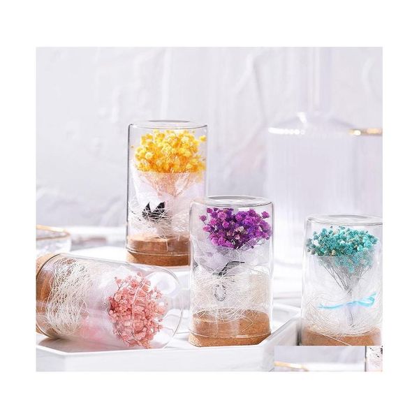 Ghirlande di fiori decorativi Gypsophila in cupola di vetro Fiore eterno conservato essiccato per il compleanno Regalo di San Valentino 9 colori Goccia Dhjt0