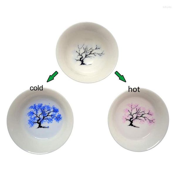 Ciotole Magic Sakura Sake Cup Cambia colore con freddo / acqua-Vedi fiori di ciliegio pesca fioriscono magicamente Blossom Tea Bowl FPing