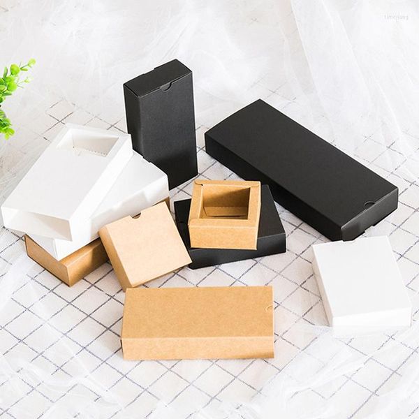 Enrole de presente pequena caixa de embalagem Kraft caixas de papel de papelão de papelão de papelão de papelão