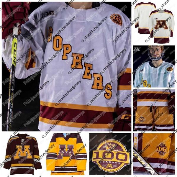 Hockey-Trikots 2020 Minnesota Gophers Zack Annexstad Jacob Clark Lonenoa Faoa Cole Kramer Tanner Morgan Samuel Pickerign Johnny Santaga Hockey-Trikot