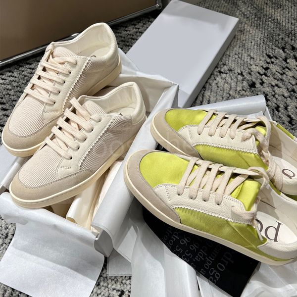 scarpe da tavolo casual moda sneakers da donna designer in pelle incantesimo vero raso di seta low top stringate comode sneakers con fondo piatto 35-40 con scatola