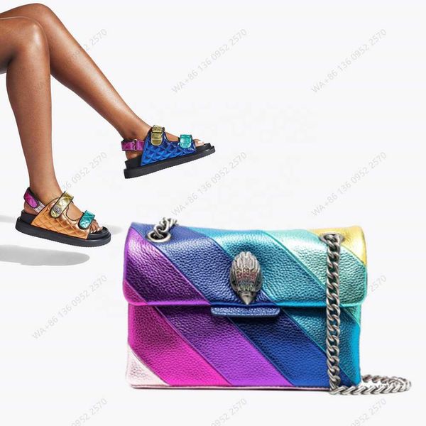 2022 Kurt Geiger Londres Kensington Rainbow ombro bolsas de bolsas de ombro Bolsas de designer de marcas famosas bolsas coloridas para Women311v