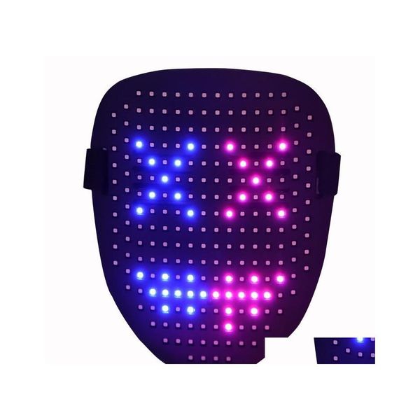 Partymasken 2022 Halloween LED-Maske leuchtend 25 dynamische Bilder Standbilder Facechanging Induktion Tanzbars Atmosphäre Requisiten Dhb4P