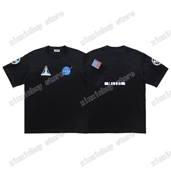 Xinxinbuy Men Men Designer Tee футболка Paris Национальный флаг лейбл Печатный патч с коротким рукавом хлопковые женщины серо-белый черный xs-l