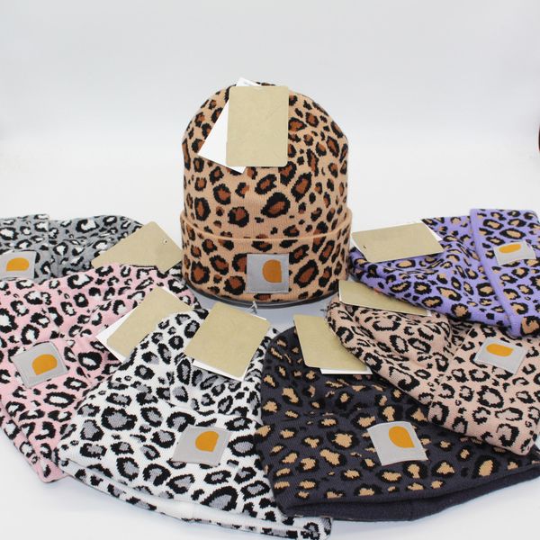 LEOPARD MEN Designers Fiz chap￩us de inverno Beanies quentes-camada dupla camada dupla malha feminina chap￩u de l￣