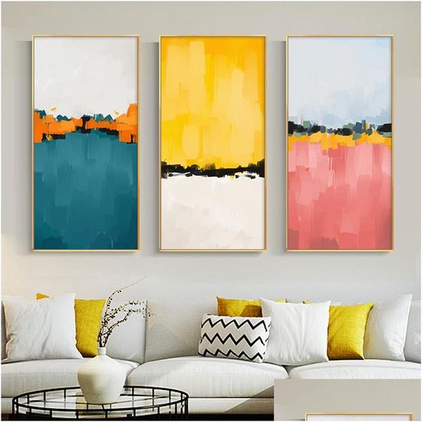 Pinturas abstrata colorf paisagem canvas pintando imagens de arte de parede para sala de estar com entrada de quarto de imagem decorativa grow dell dhudz