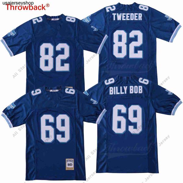 Billy Bob 69 de Billy Bill Bob 69 Charlie Tweeder 82 Jersey de futebol Referência de filme azul personalizada Hig Stitched