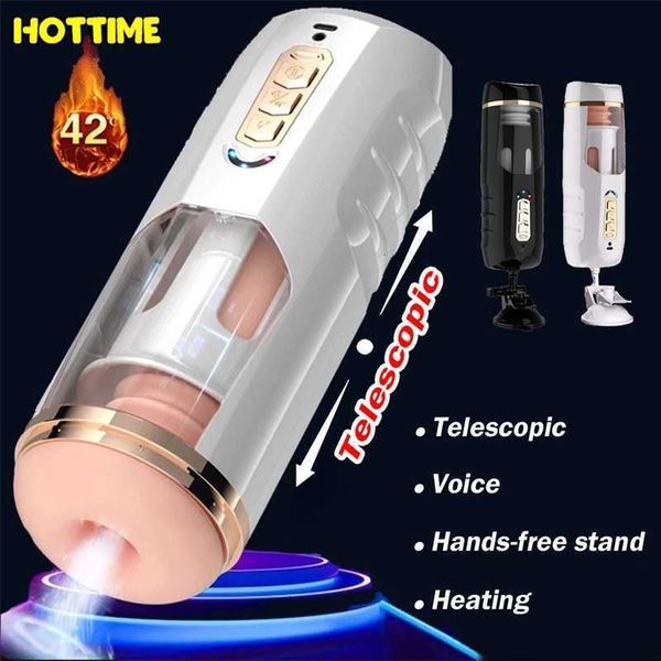 Brinquedos sexuais massageador automático telescópico masturbador copo homem vagina real mãos-livres máquina de boquete masculino sucção automática brinquedo clímax