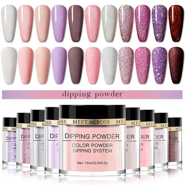 Glitter per unghie 10 pezzi Nude Pink Series Immersione in polvere Set Sparkling Natural Dry Dip Chrome Decoration Kit219G