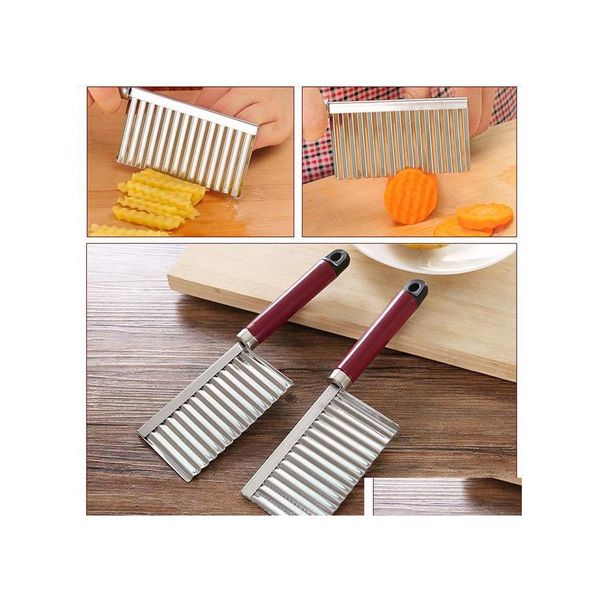 Obst Gemüse Werkzeuge 300 stücke Kartoffel Crinkle Wellenförmige Messer Edelstahl Küche Gadget Schneiden Slicer Sn3478 Drop Lieferung H Dh03Q