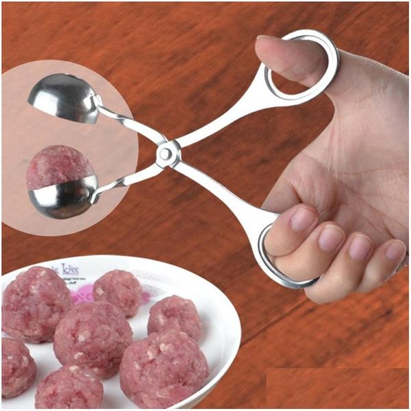 Utensílios de cozinha fabricante de almôndegas de aço inoxidável Clipe Fish Ball Rice Fazendo molde Formulário de ferramentas Acessórios de cozinha Gadgets Cozinha Drop D Dhs8f