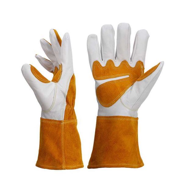 1 paio di guanti da lavoro per saldatura, protezione per le mani, abbigliamento da giardinaggio, anti-perforazione, resistente all'usura, a prova di spina.