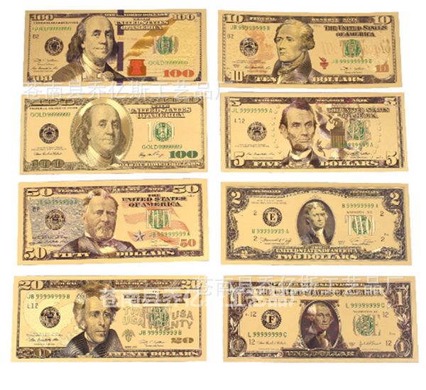 Altri giocattoli 7 8 pezzi banconote commemorative placcato oro 24 carati dollaro euro soldi falsi regali collezione banconote antiche valuta USD giocattolo 221111O6SF3UEVQ7B8