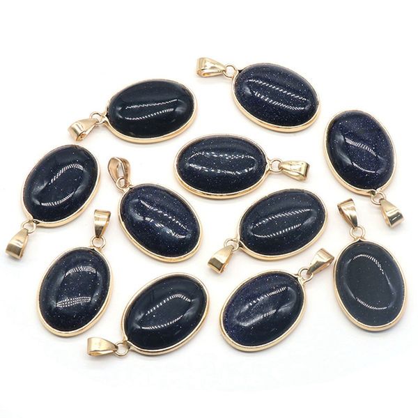 18x25mm Naturel Bleu Goldstone Pierre Irrégulière Forme De Goutte D'eau Exquis Quartz Agate Charms pour La Fabrication De Bijoux Collier Bracelet