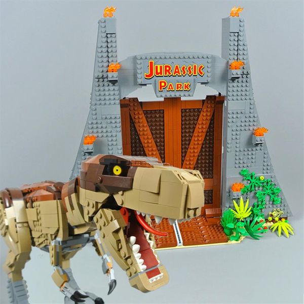 11338 серия фильмов сериал Jurassic Park блоки T REX Rampage 3156PCS Bricks Model Комплекты Совместимы