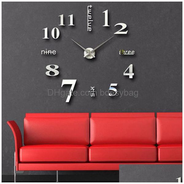 Столы столов Спецификация Digital Clock DIY Большой размер 120 см. Творческое искусство 3D Европейское стиль молчаливый домашний гостиная декоративная DH4V0