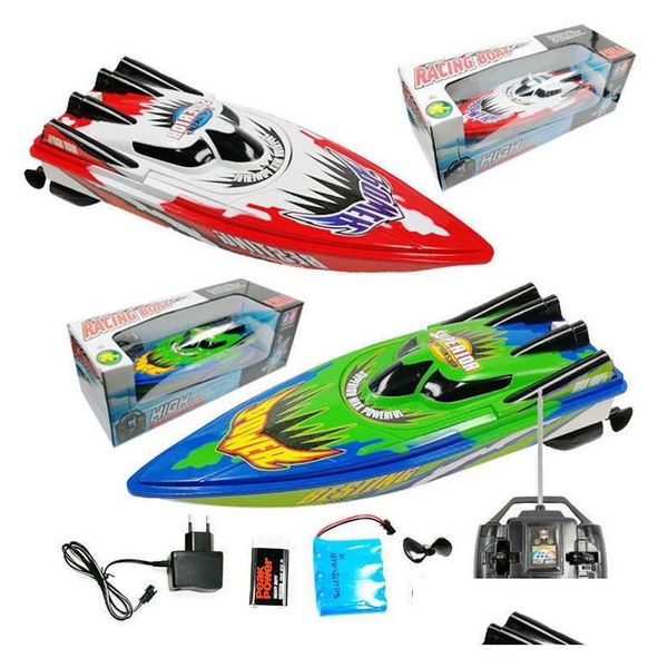 Barche elettriche / RC 4 canali Ricarica Telecomando ad alta velocità Barca Twin Motor Kid Chirdren Giocattoli elettrici Drop Delivery Regali Dh5Zb